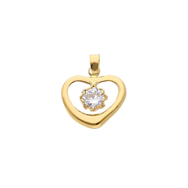 Ciondolo in oro giallo 750/ooo e zirconia cubica con cuore