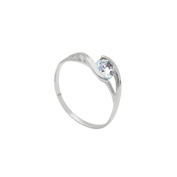 Anello solitario in oro bianco 750/ooo e zirconia cubica