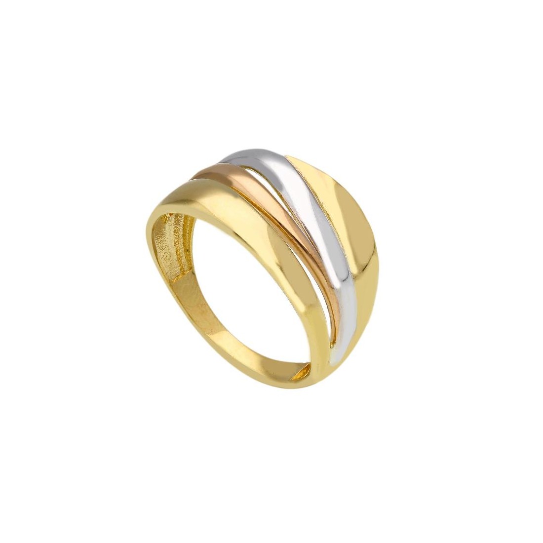 Anello fascia in oro tre colori 750/°°°