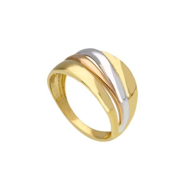Anello fascia in oro tre colori 750/°°°