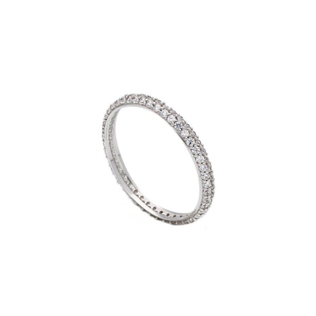 Anello eternity  in oro bianco 750/ooo e zirconia cubica