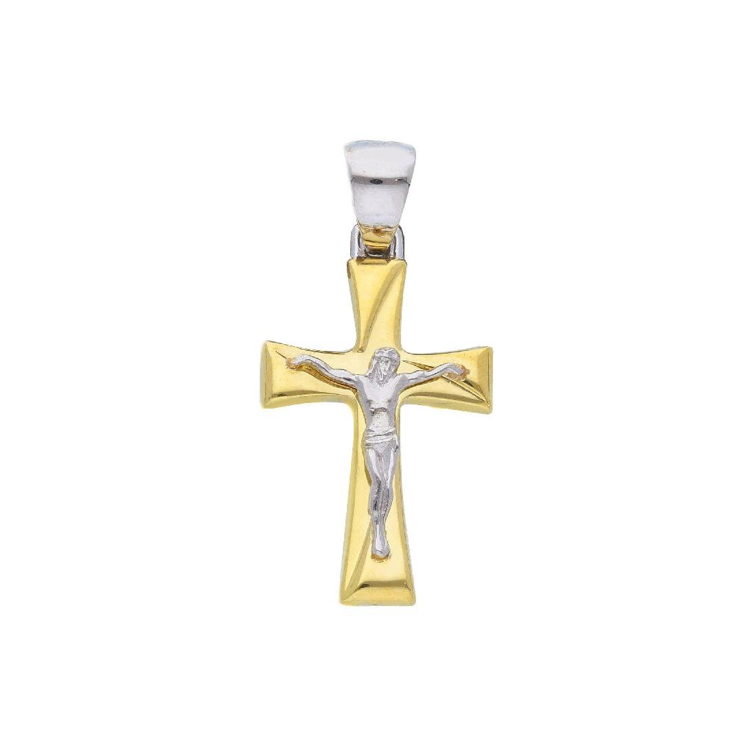 Ciondolo in oro giallo e bianco 750/ooo con croce