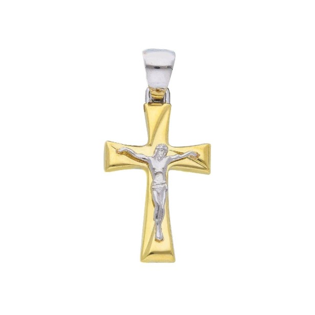 Ciondolo in oro giallo e bianco 750/ooo con croce