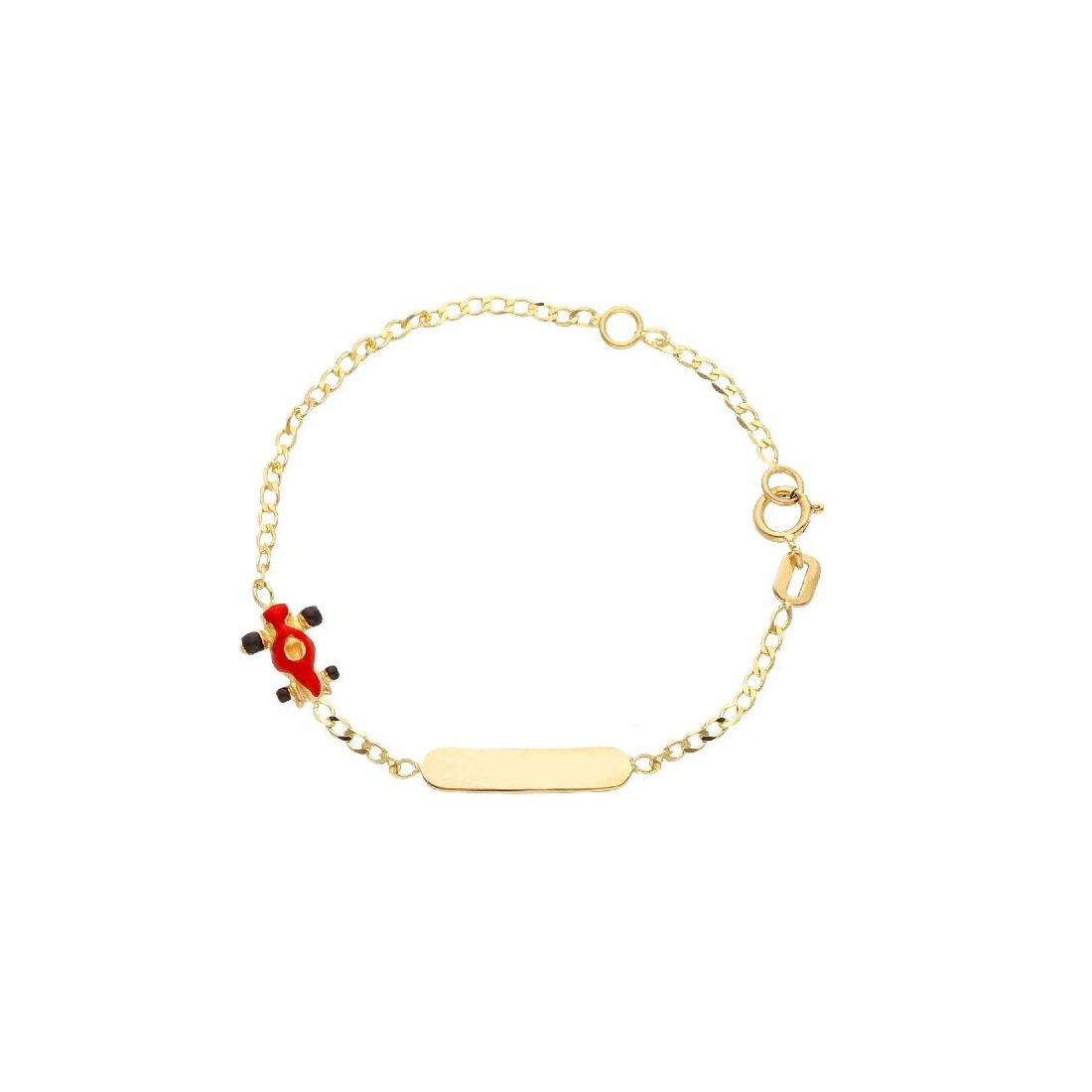 Bracciale targa in oro giallo 750/ooo e smalto con automobile