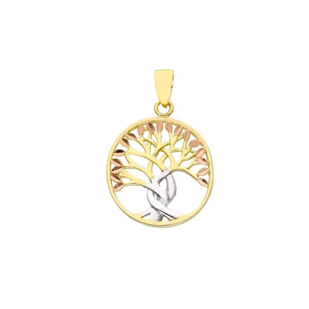 Ciondolo in oro tre colori 750/ooo con albero della vita
