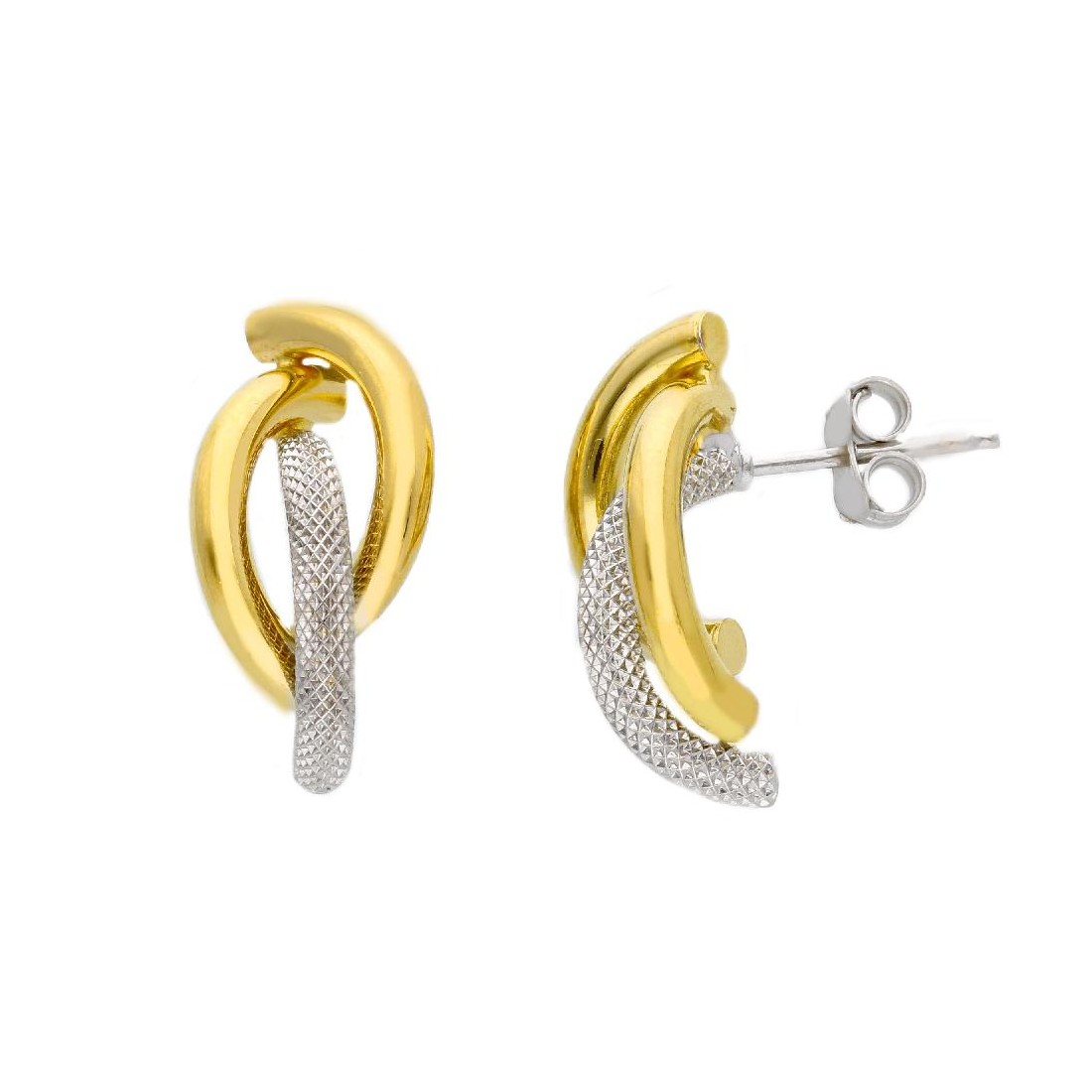 Orecchini lobo in oro giallo e bianco 750/ooo