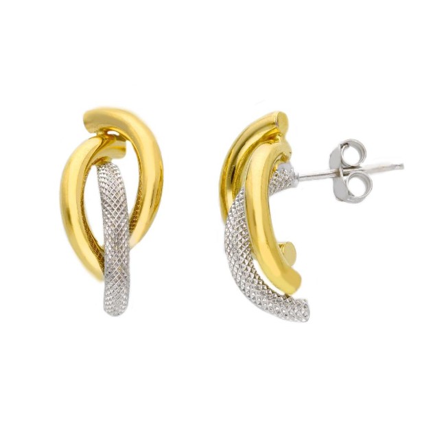 Orecchini lobo in oro giallo e bianco 750/ooo