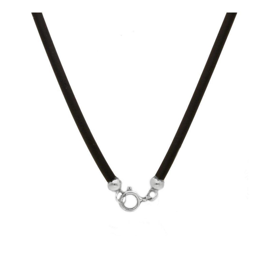 Girocollo in caucciù con chiusura in oro bianco 750/°° 45cm