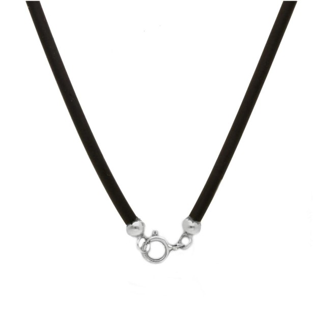 Girocollo in caucciù con chiusura in oro bianco 750/°° 45cm