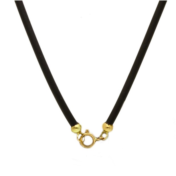 Girocollo in oro giallo 750/ooo e gomma nera con anello a molla