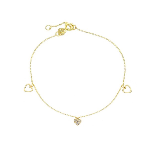 Bracciale in oro giallo 375/ooo e zirconia cubica con cuore