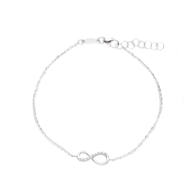 Bracciale in oro bianco 375/°°° e zirconia cubica con infinito