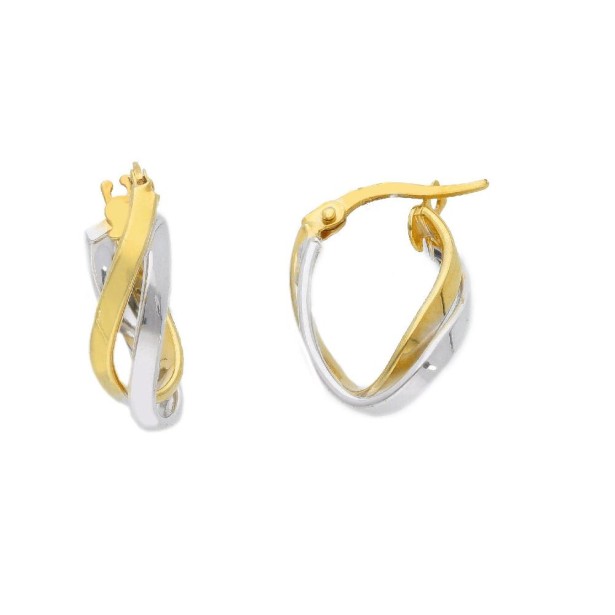Orecchini cerchio in oro giallo e bianco 375/ooo