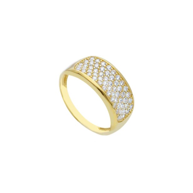 Anello fascia in oro giallo 375/ooo e zirconia cubica