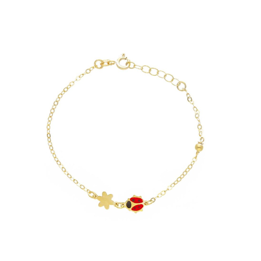 Bracciale in oro giallo 375/ooo e smalto con coccinella