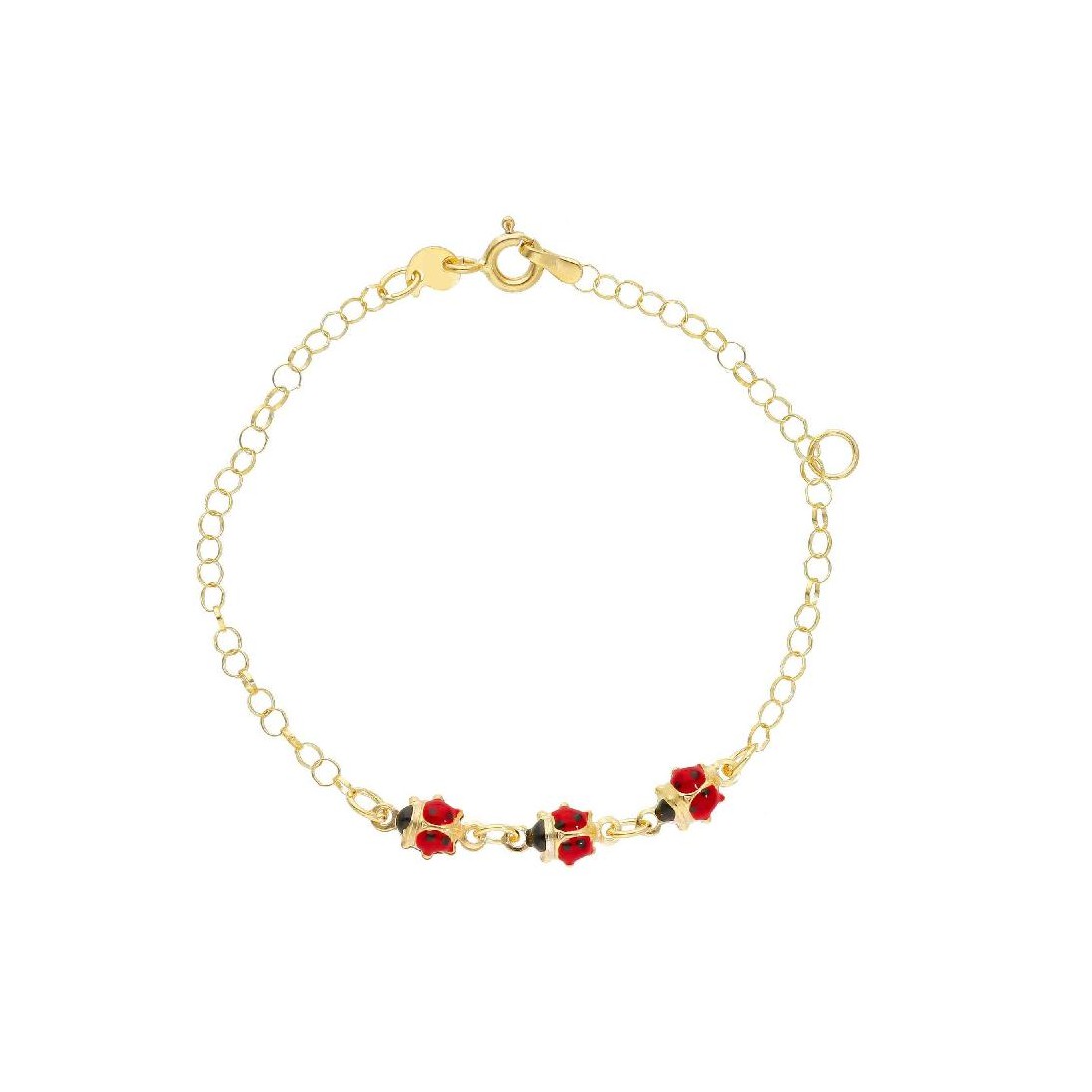 Bracciale in oro giallo 375/°°° e smalto con coccinella