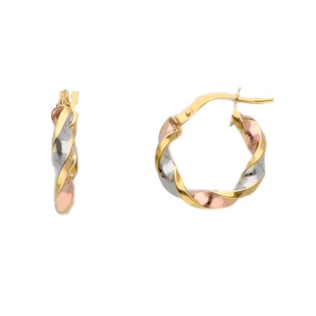 Orecchini cerchio in oro tre colori 375/°°°