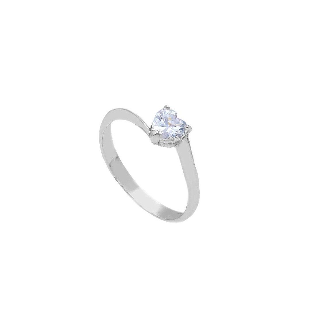 Anello solitario in oro bianco 375/ooo e zirconia cubica