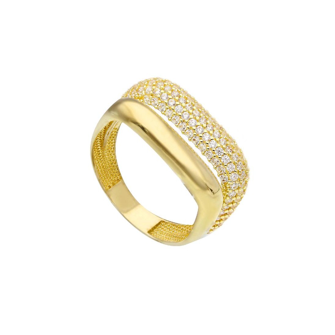 Anello in oro giallo 375/°°° e zirconia cubica