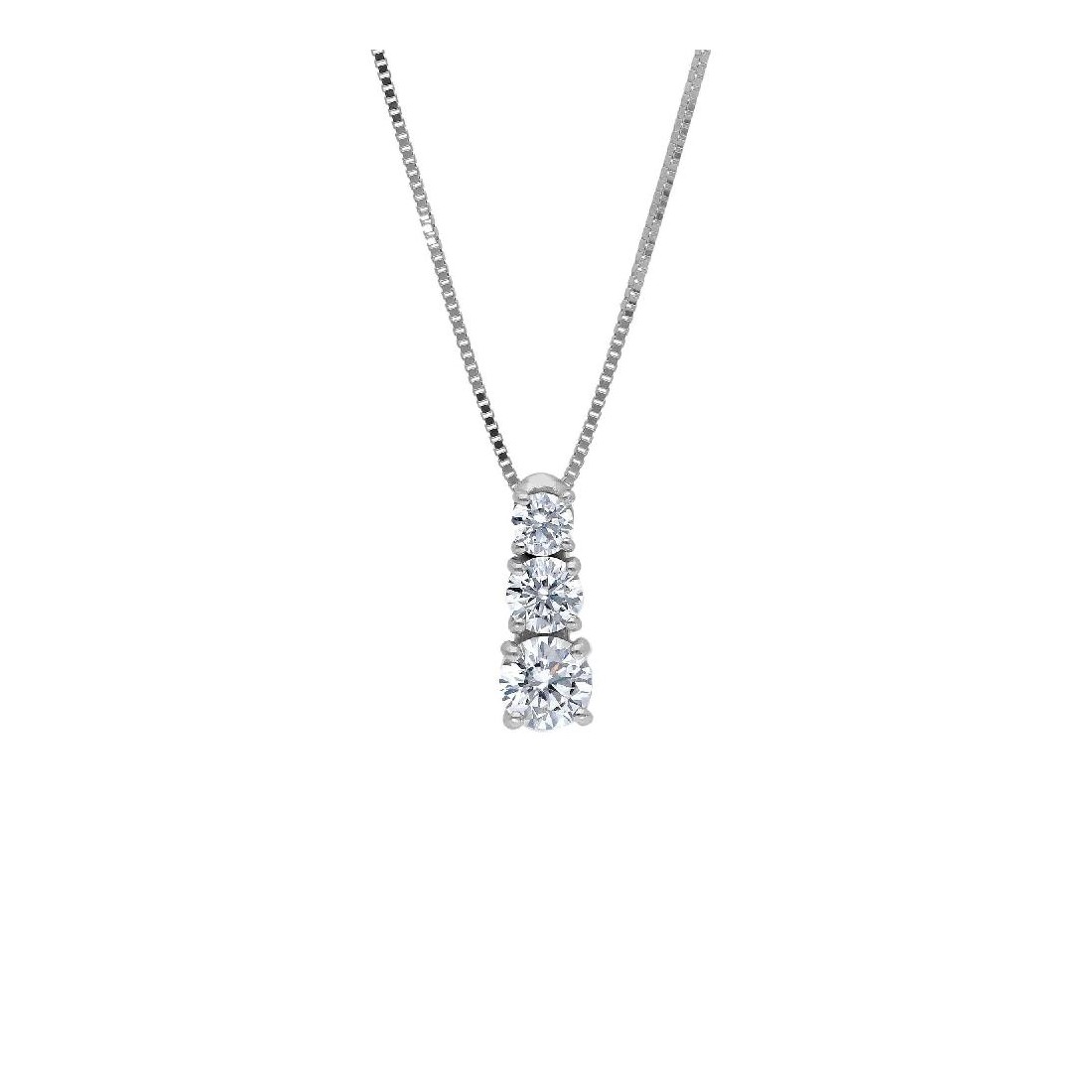 Girocollo trilogy in oro bianco 375/ooo e zirconia cubica