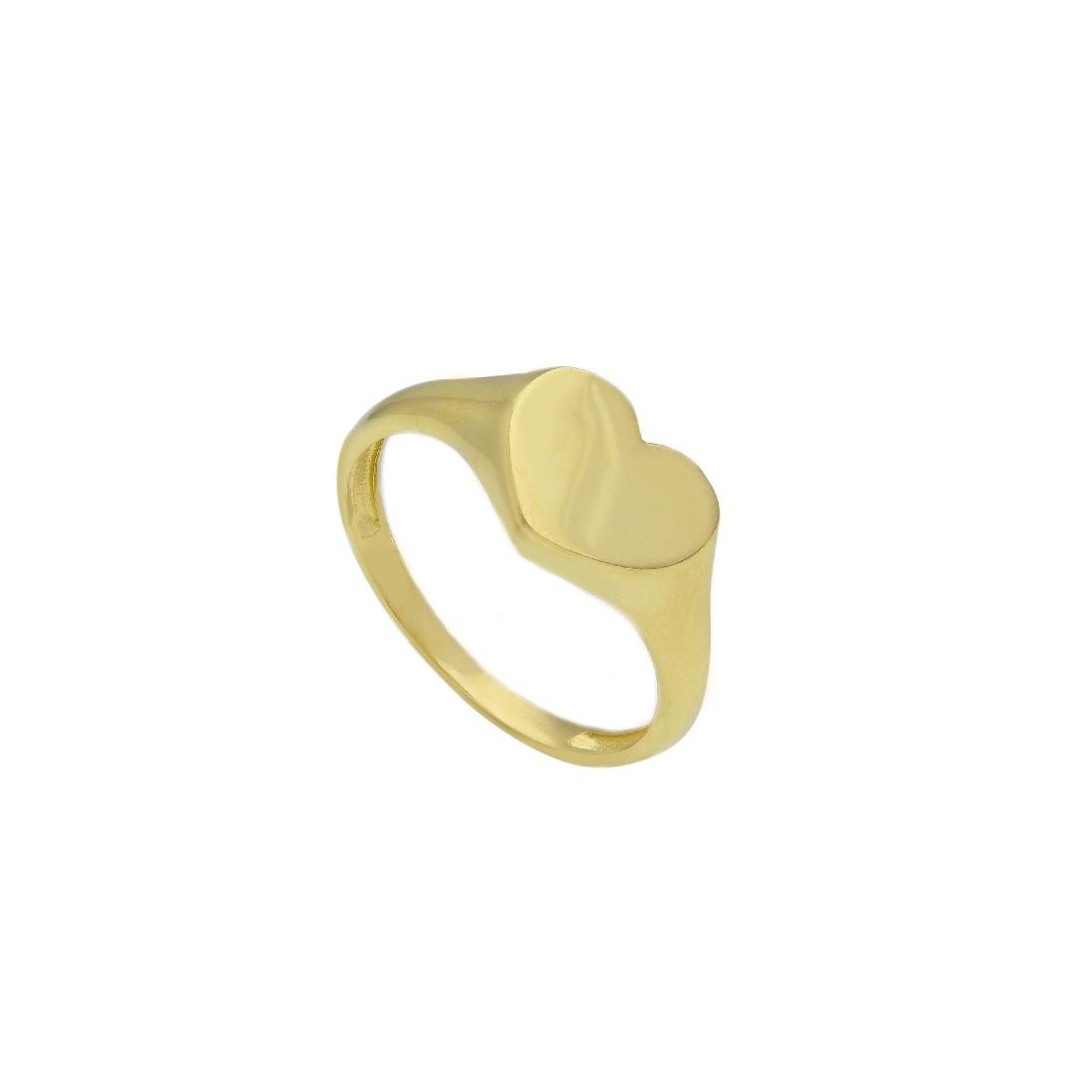 Anello chevalier in oro giallo 375/ooo con cuore
