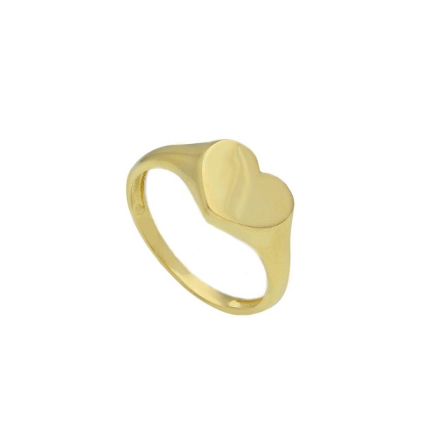 Anello chevalier in oro giallo 375/ooo con cuore