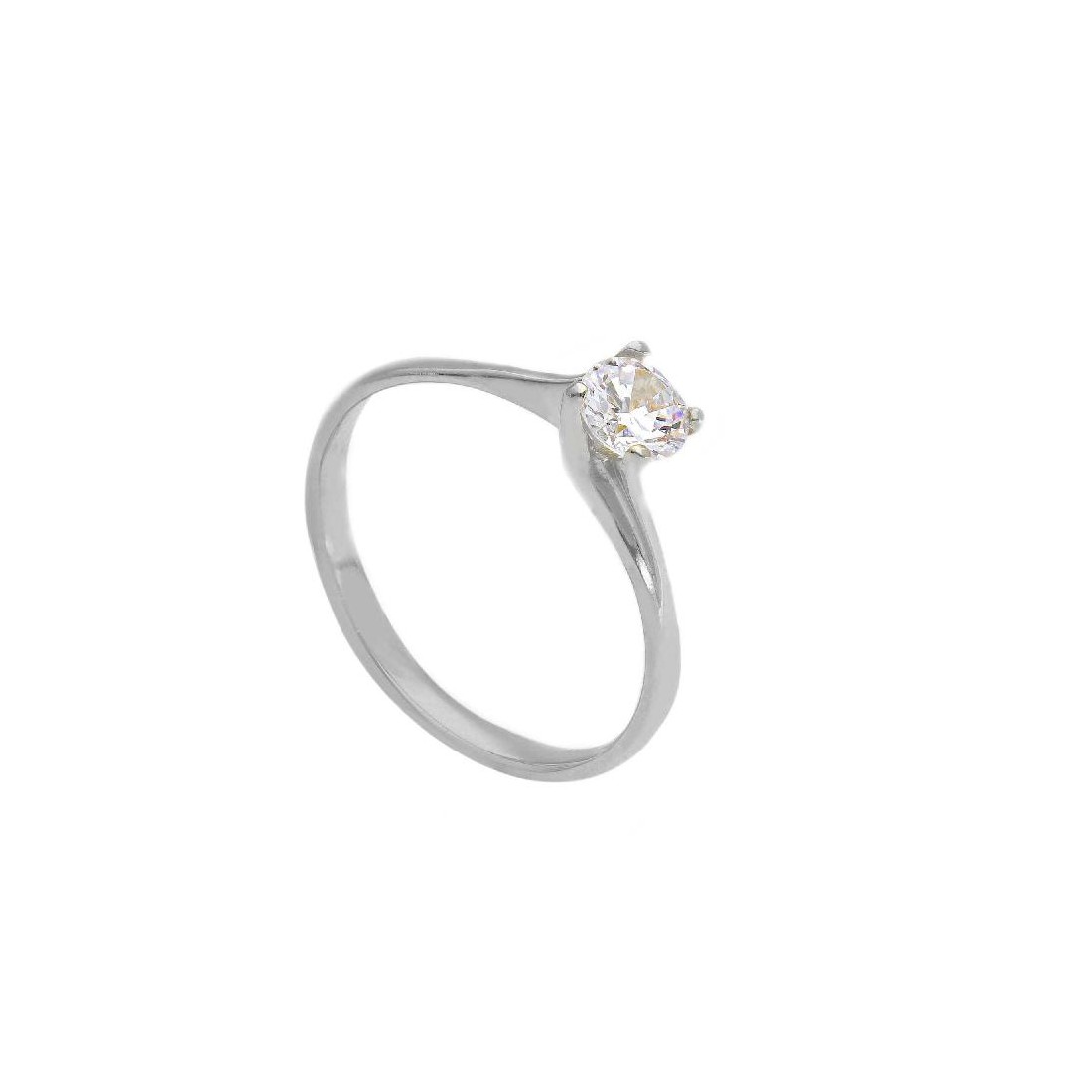 Anello solitario in oro bianco 375/ooo e zirconia cubica