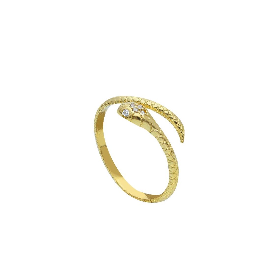 Anello contrarier in oro giallo 375/ooo e zirconia cubica con serpente