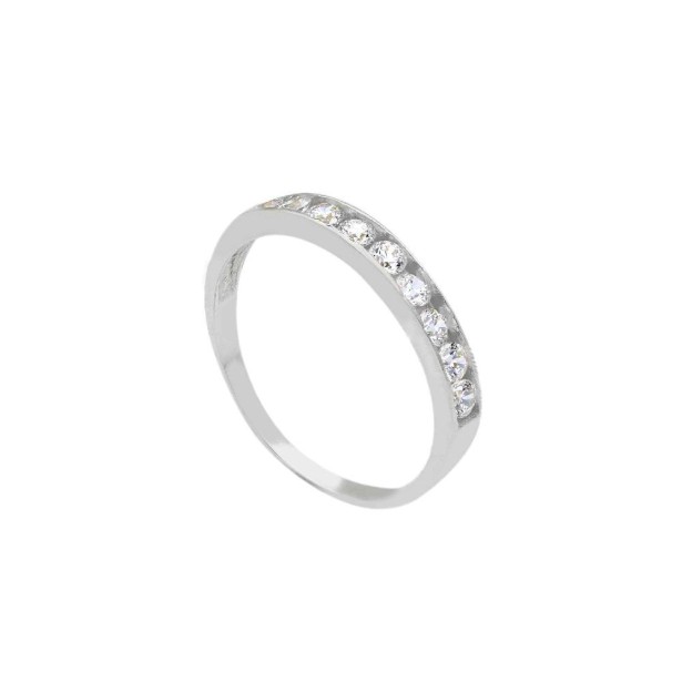 Anello riviere in oro bianco 375/ooo e zirconia cubica