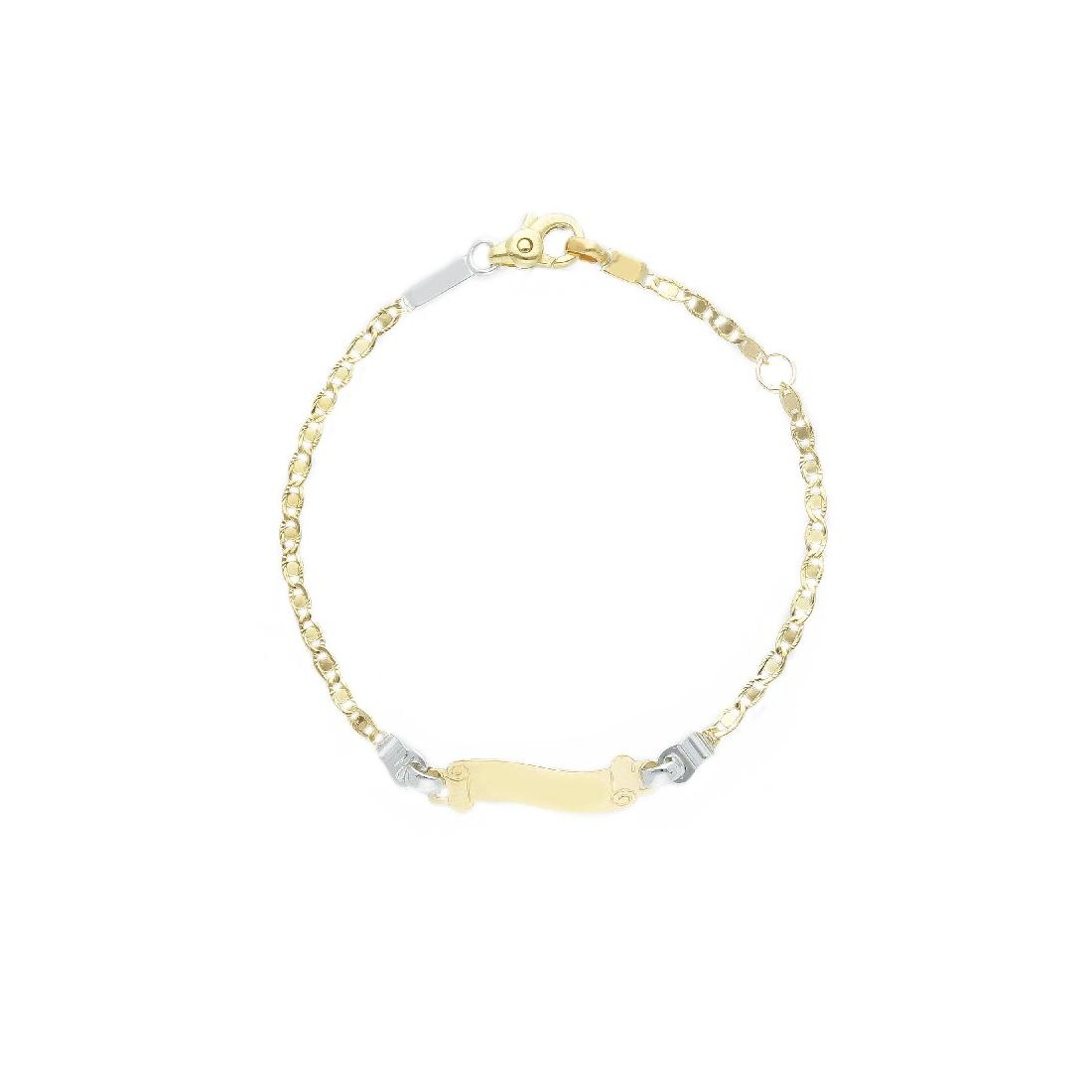 Bracciale targa in oro giallo e bianco 375/ooo