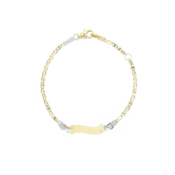 Bracciale targa in oro giallo e bianco 375/ooo