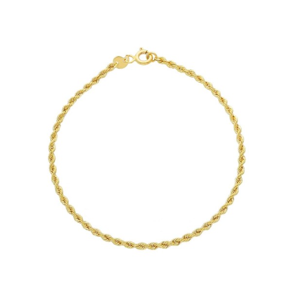 Bracciale catena corda in oro giallo 375/°°°