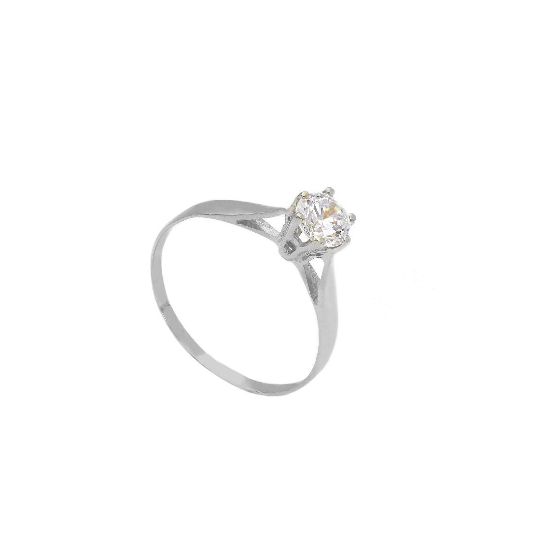 Anello solitario in oro bianco 375/ooo e zirconia cubica