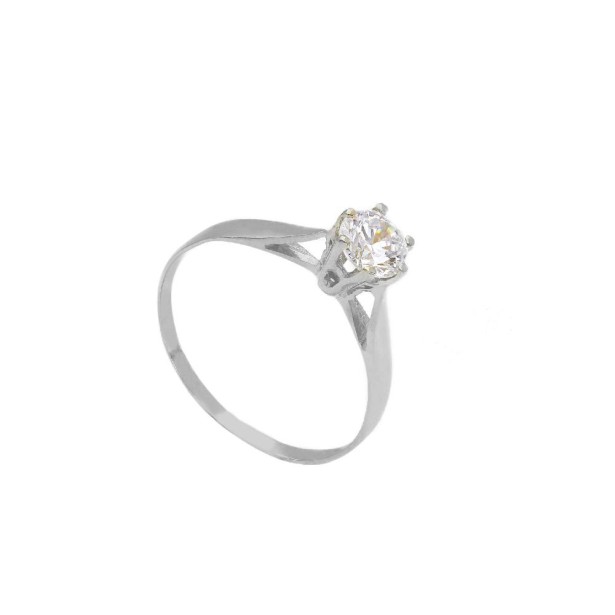 Anello solitario in oro bianco 375/ooo e zirconia cubica