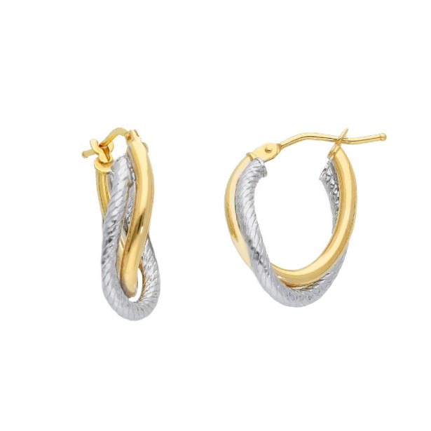 Orecchini cerchio in oro giallo e bianco 375/°°°