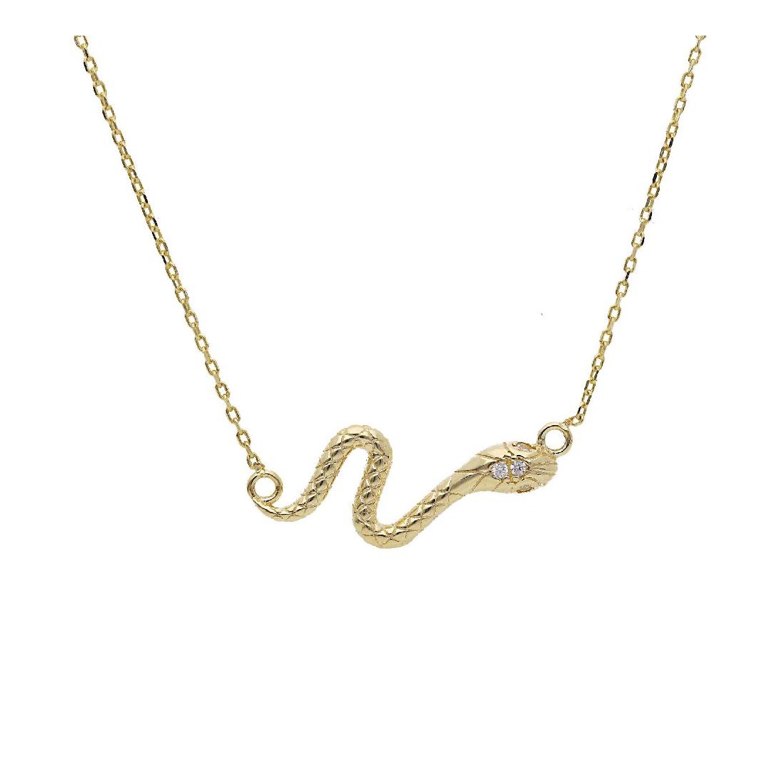 Girocollo in oro giallo 375/°°° e zirconia cubica con serpente