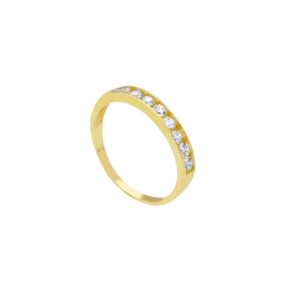 Anello riviere in oro giallo 375/ooo e zirconia cubica