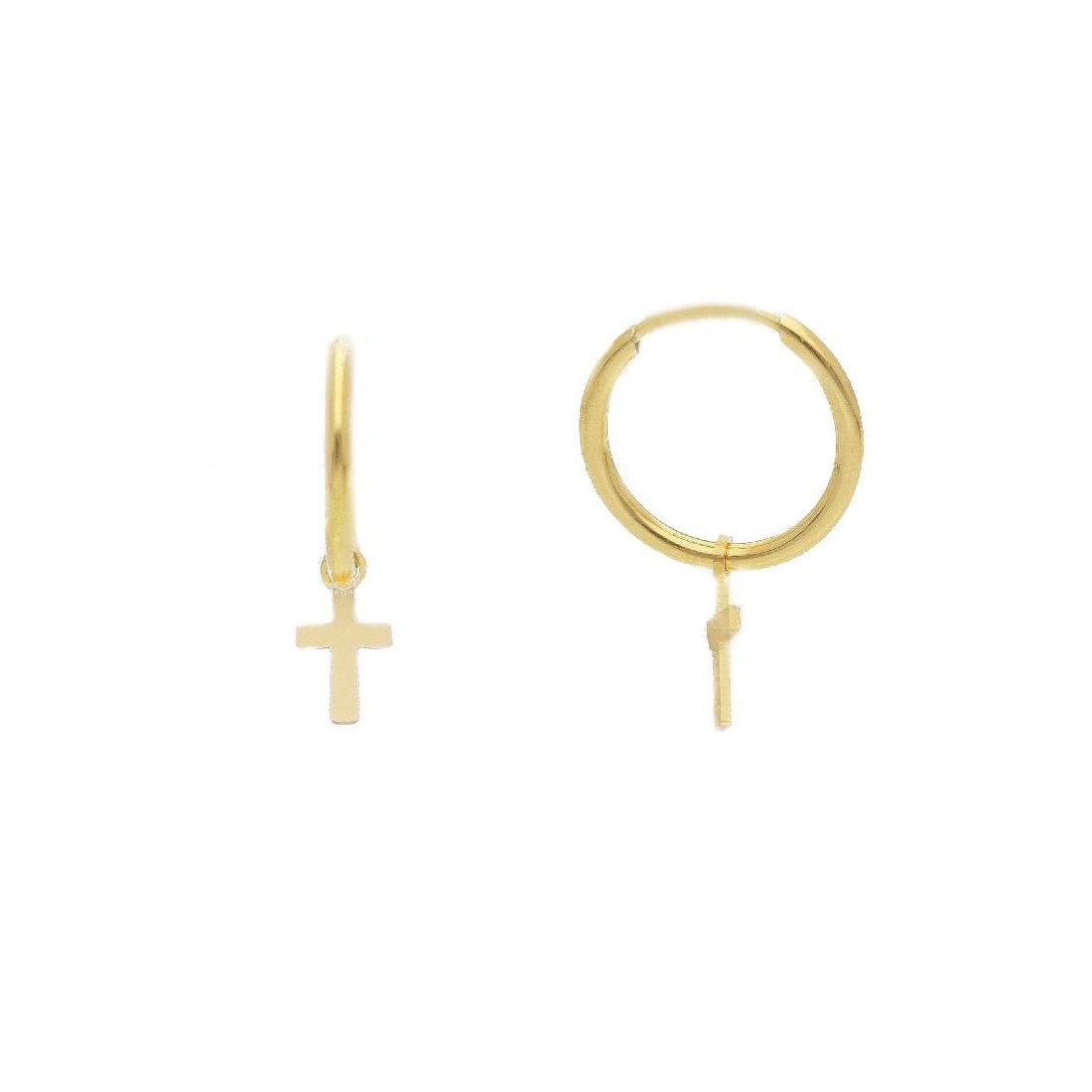 Orecchini pendenti in oro giallo 375/°°° con croce