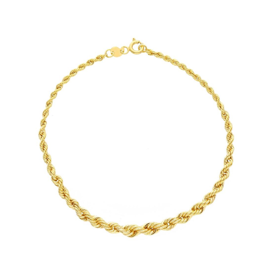Bracciale catena corda in oro giallo 375/°°°