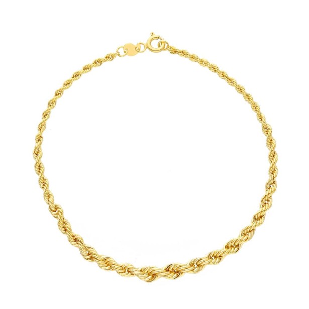 Bracciale catena corda in oro giallo 375/°°°