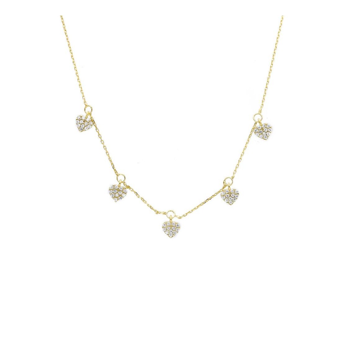 Girocollo in oro giallo 375/ooo e zirconia cubica con cuore