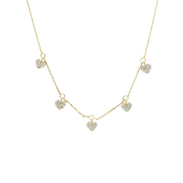 Girocollo in oro giallo 375/ooo e zirconia cubica con cuore