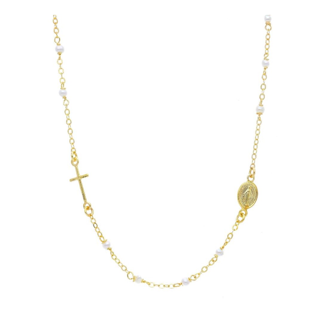 Girocollo rosario in oro giallo 375/°°° e perle