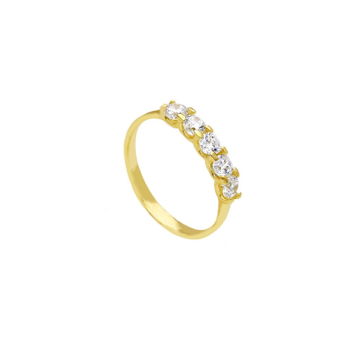 Anello riviere in oro giallo 375/°°° e zirconia cubica