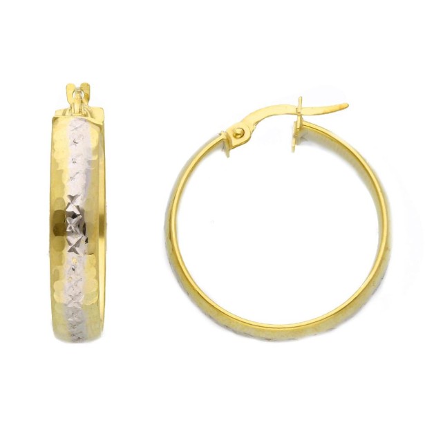 Orecchini cerchio in oro giallo e bianco 375/ooo