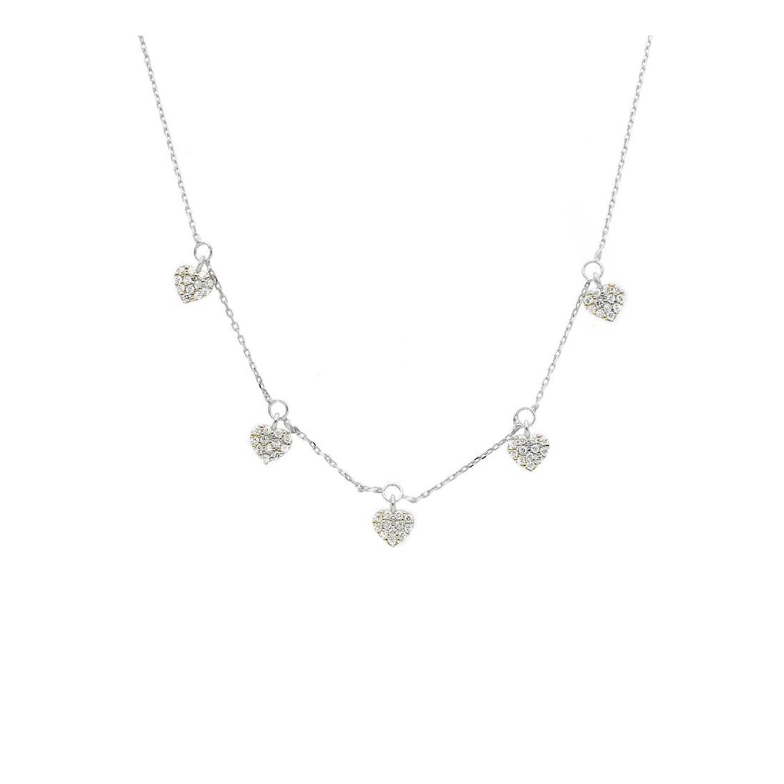 Girocollo in oro bianco 375/°°° e zirconia cubica con cuore