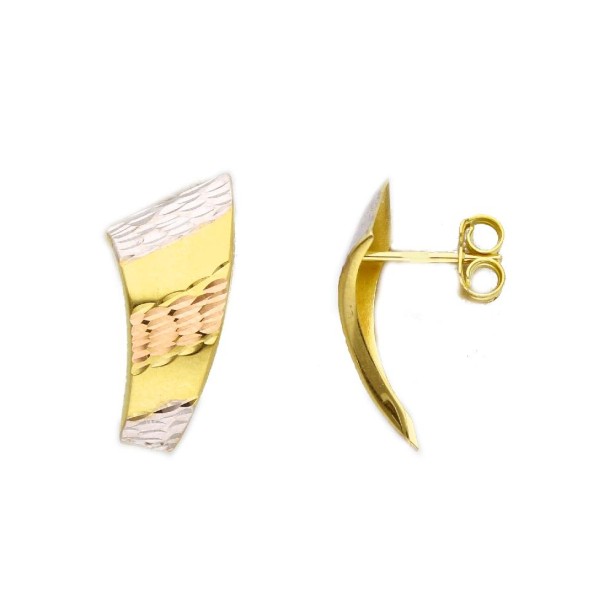 Orecchini lobo in oro tre colori 375/°°°