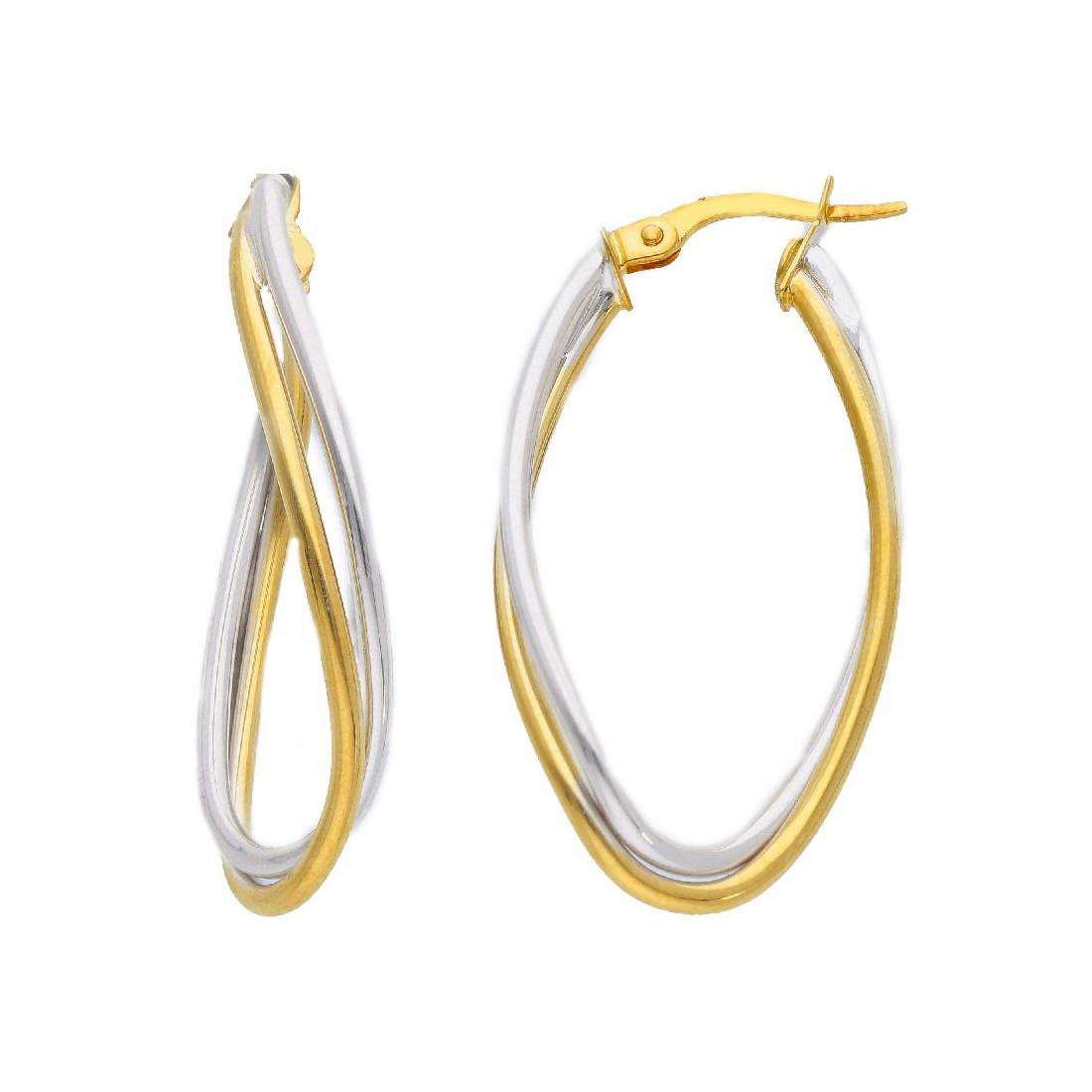 Orecchini cerchio in oro giallo e bianco 375/ooo