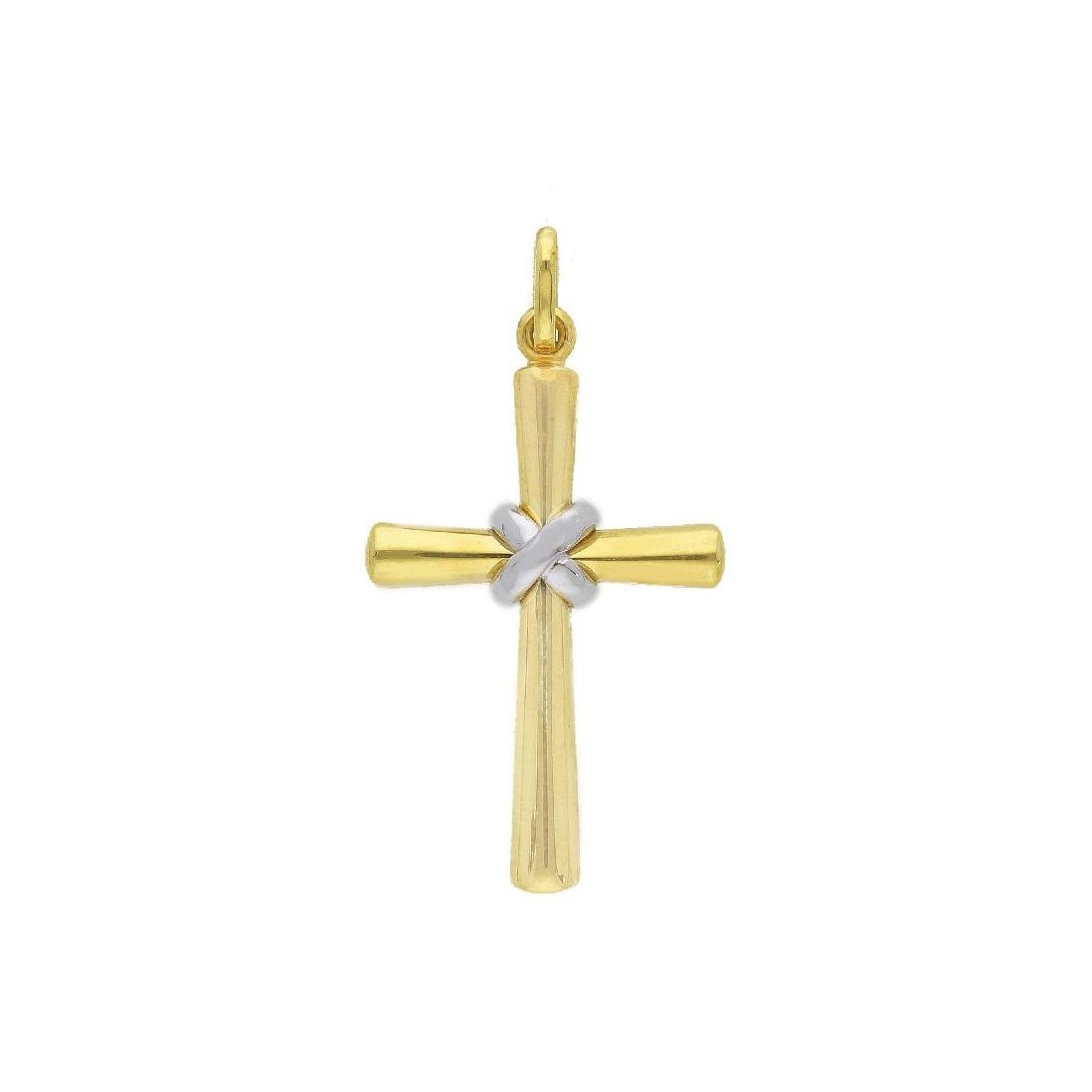 Ciondolo in oro giallo e bianco 375/ooo con croce