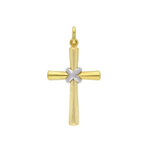 Ciondolo in oro giallo e bianco 375/ooo con croce